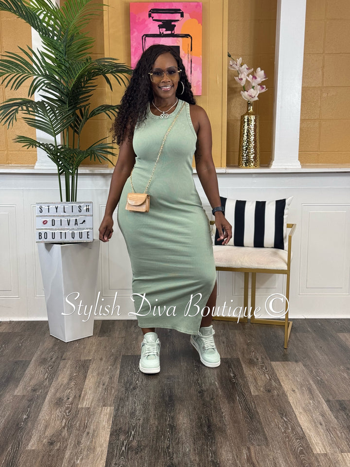 India Midi Dress (Sage Green)
