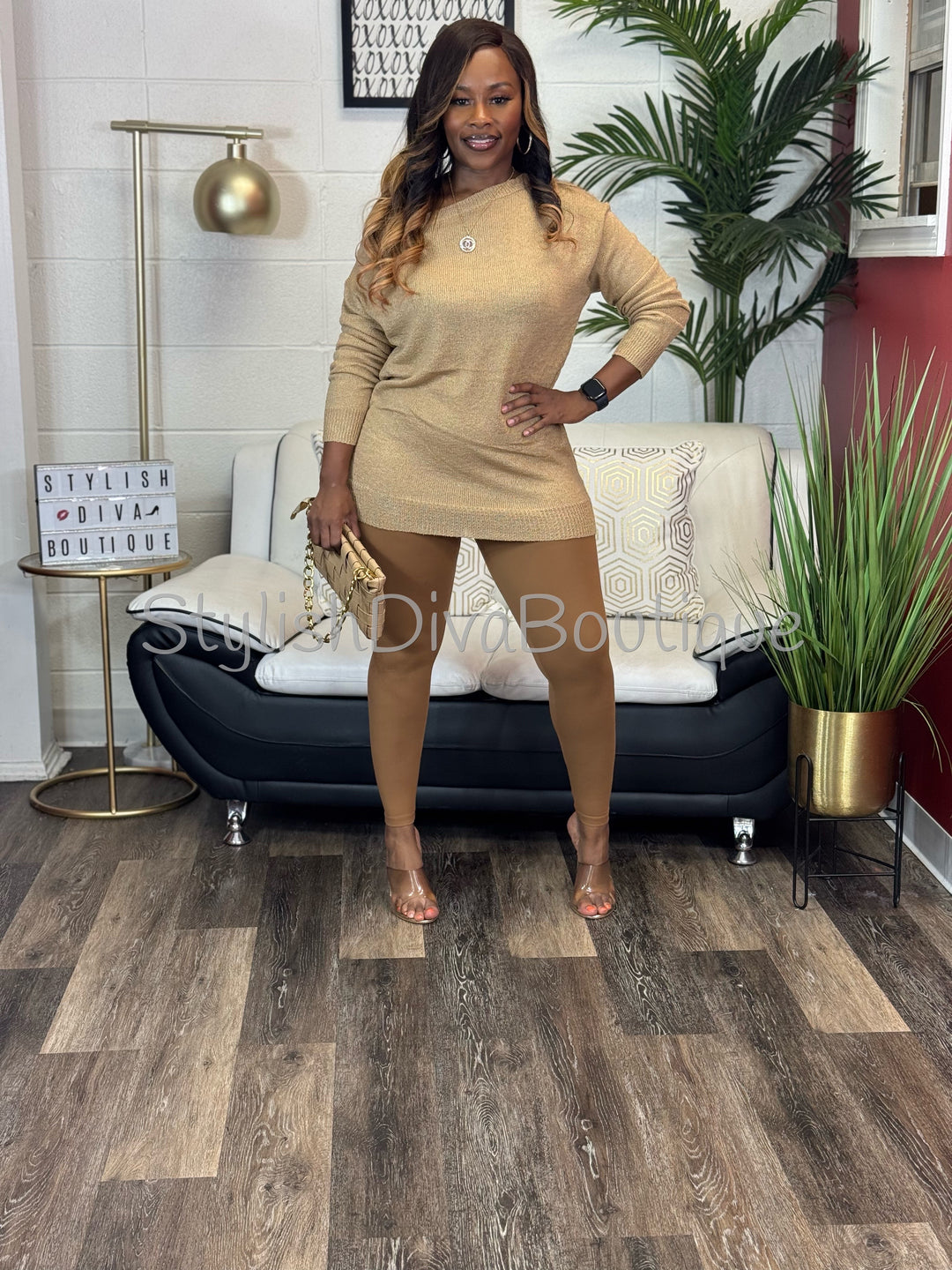 Bobbi Off Shoulder Everyday Sweater (Camel)