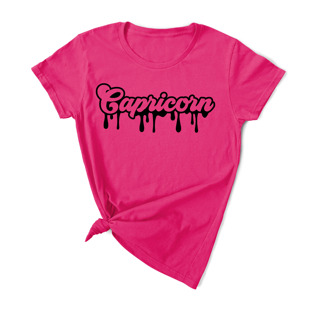 Capricorn Dripping T-Shirt (Black Print)