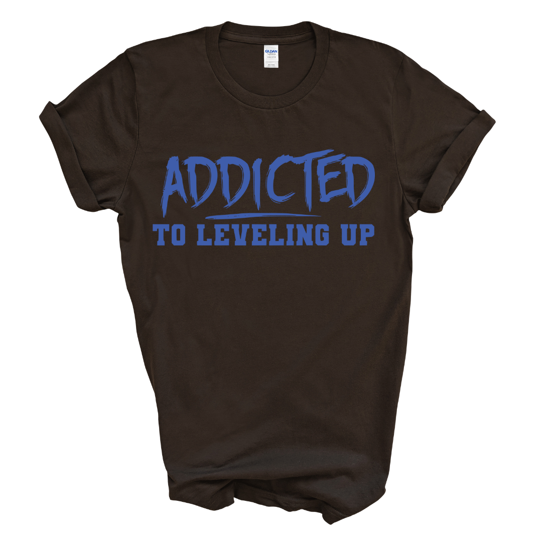 Addicted To Leveling Up T-Shirt (B Royal Print)