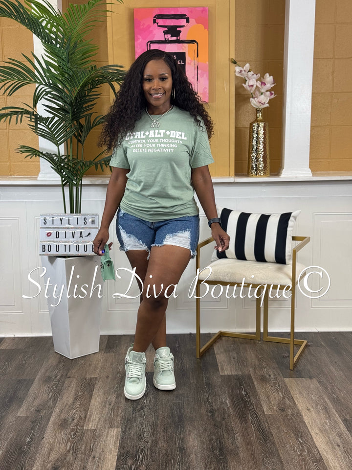 CTRL+ALT+DEL T-Shirt (Seafoam Sage Shirt/White Print)