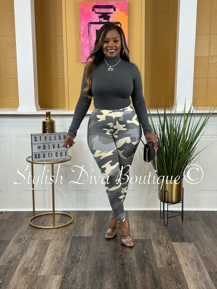 Butter Soft Camo Print Leggings (Grey Camo)