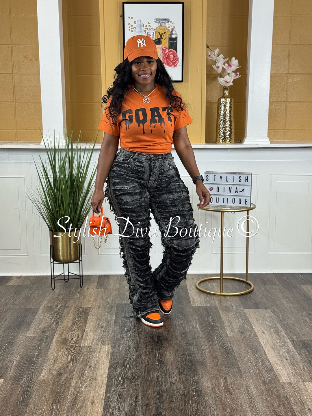 Diva Shred Color Dyed Jeans (Black Wash)