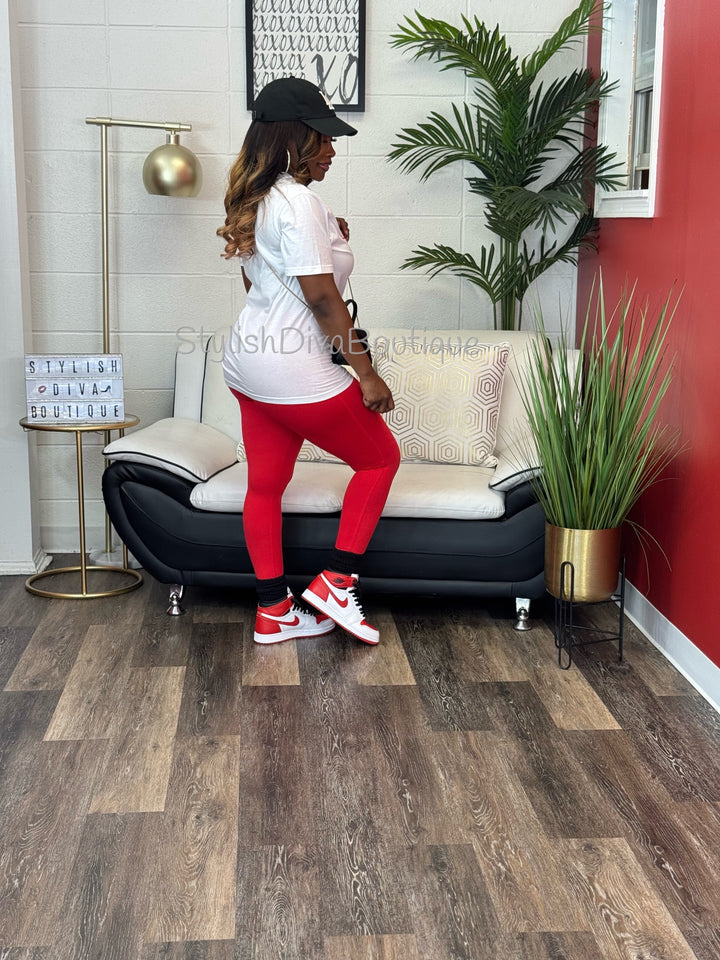 Butter Soft Microfiber Leggings up to 3XL (Red)