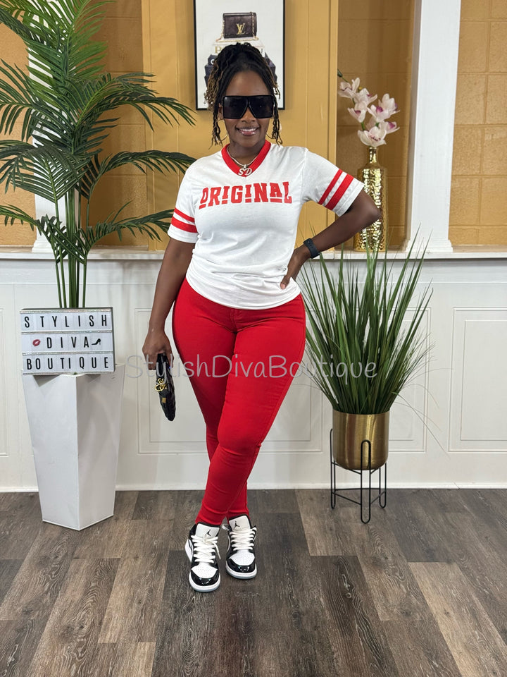 ORIGINAL Varsity Tee (White/Red)