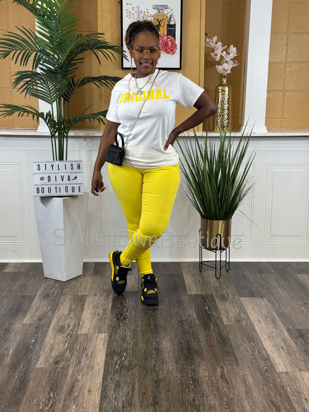 So Curvy Stretch Skinny Jeans up to 2XL (Yellow)