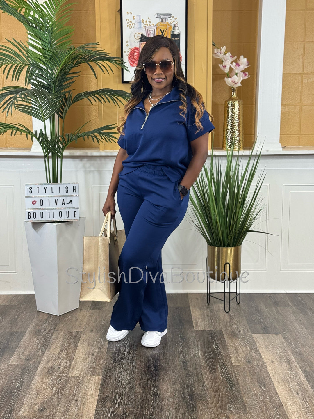 Polished Ease Half Zip Set Up to 3XL (Lt Navy)