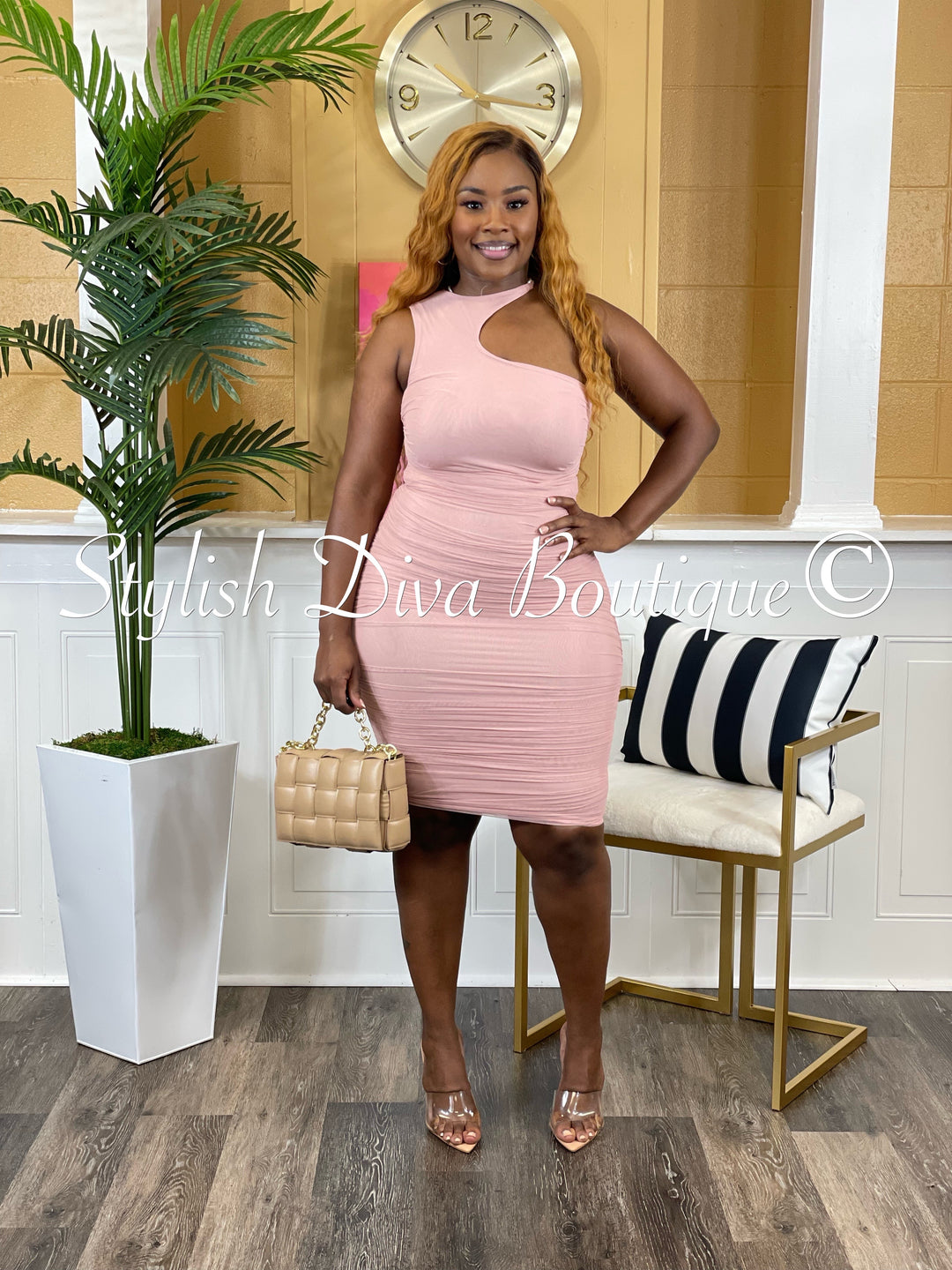Bold Cut Dress (Blush Pink)
