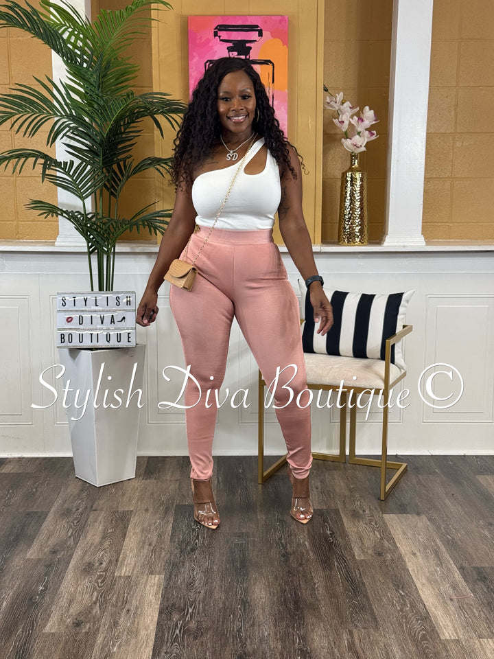 Maddy One Shoulder Bodysuit (White)