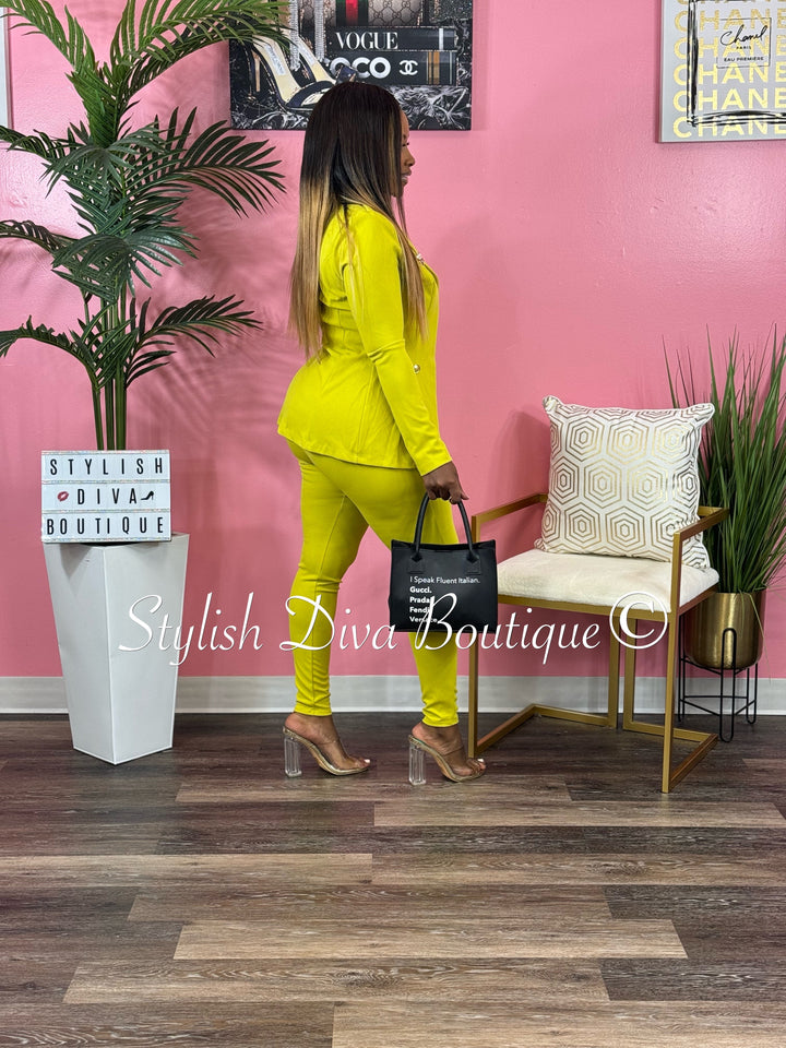 Boss Babe 3pc Jacket Set up to 3XL (Chartreuse)