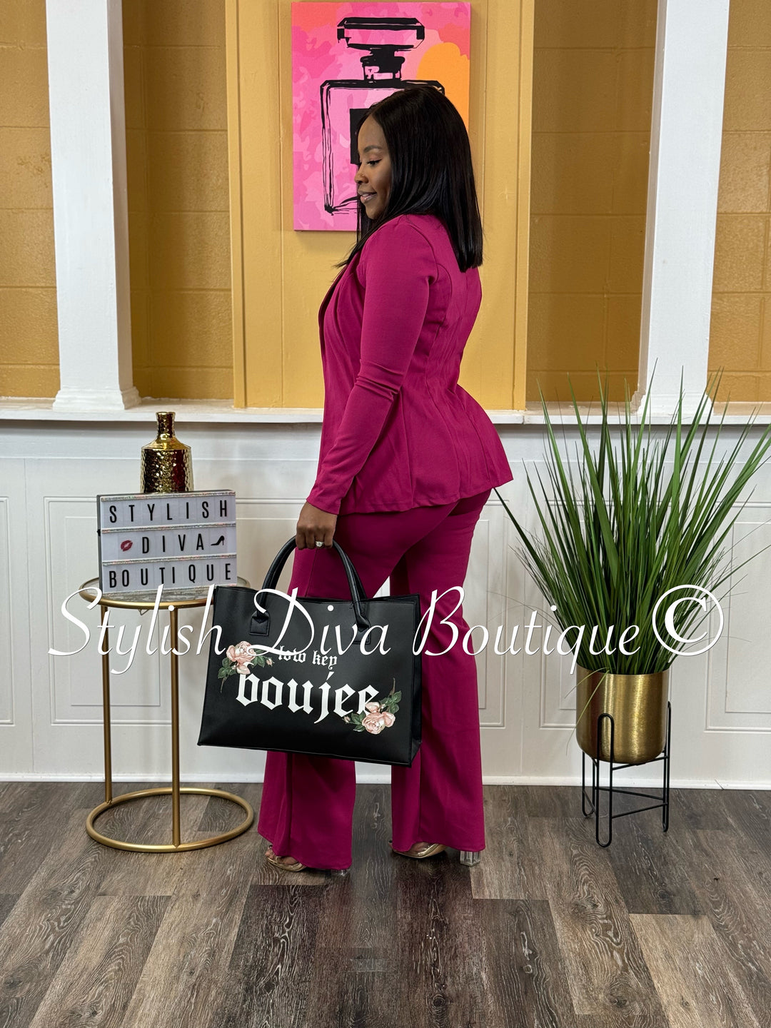 Bossy 3pc Jacket Set up to 3XL (Dk Pink)