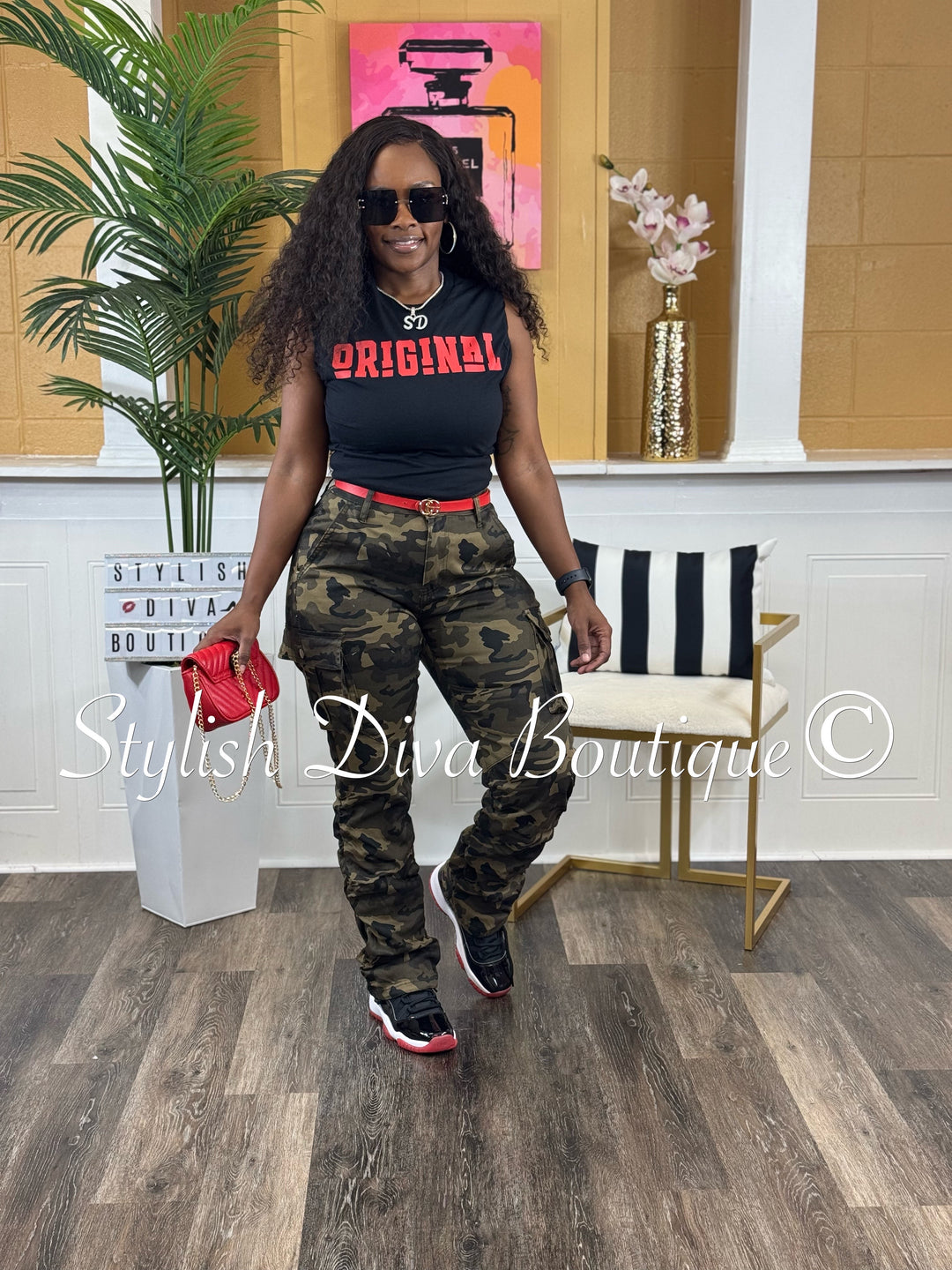 New Look Camo Shirred Pants