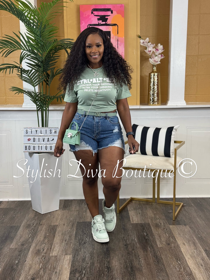 CTRL+ALT+DEL T-Shirt (Seafoam Sage Shirt/White Print)