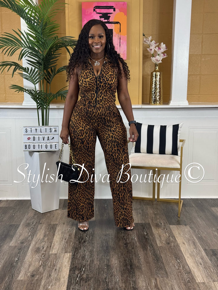 Jessica Cropped Set (Leopard Print)