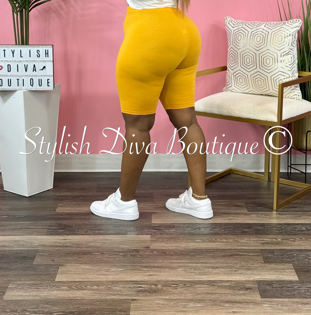 Cotton Biker Shorts (Yellow Gold)