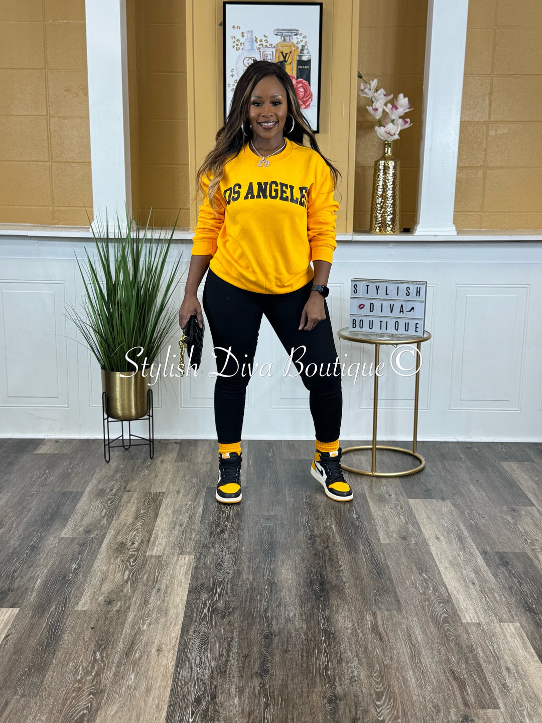 Los Angeles Sweatshirt Only up to 3XL (Gold/Black Print)