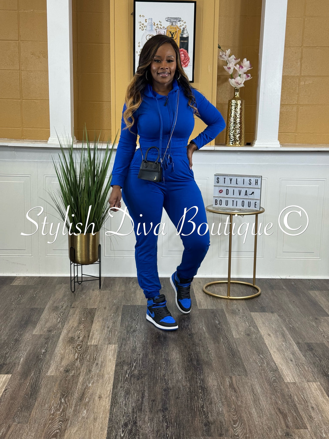 Chill Mode Zip Hoodie Jogger Set (Royal Blue)