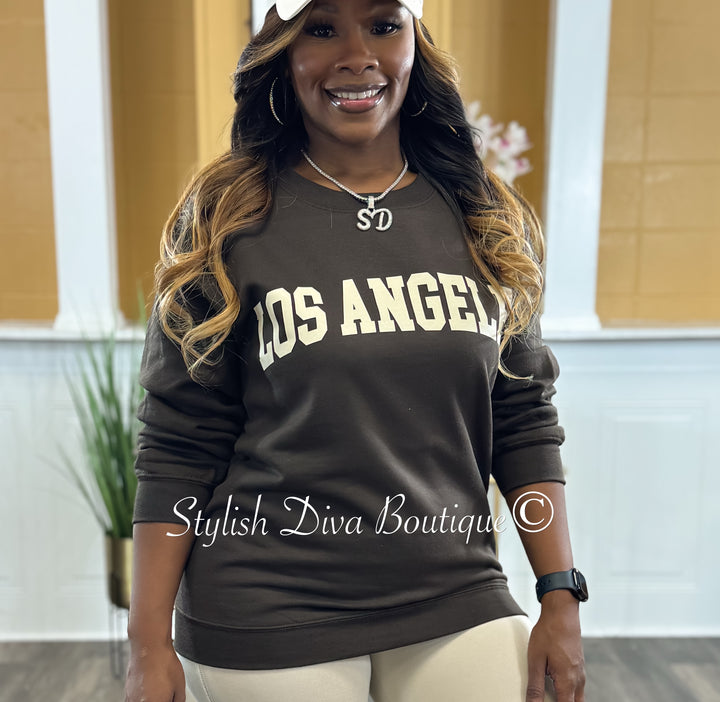 Los Angeles Sweatshirt Only up to 3XL (Cream Print)