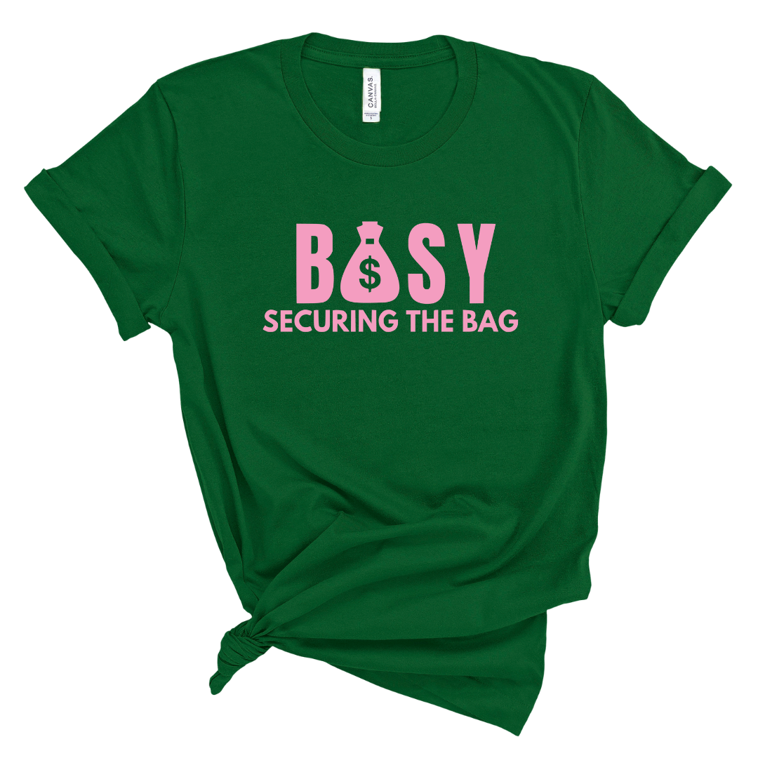 BUSY Securing The Bag T-Shirt (Pink Print)