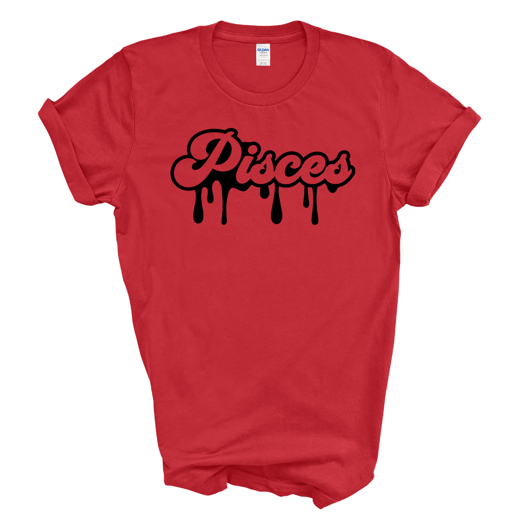 Pisces Dripping T-Shirt (Black Print)