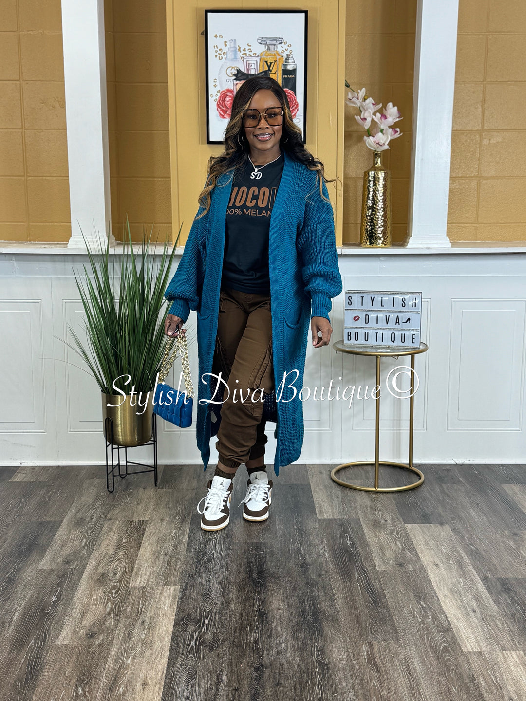 Keep Me Warm Oversized Long Knitted Cardigan (Teal)