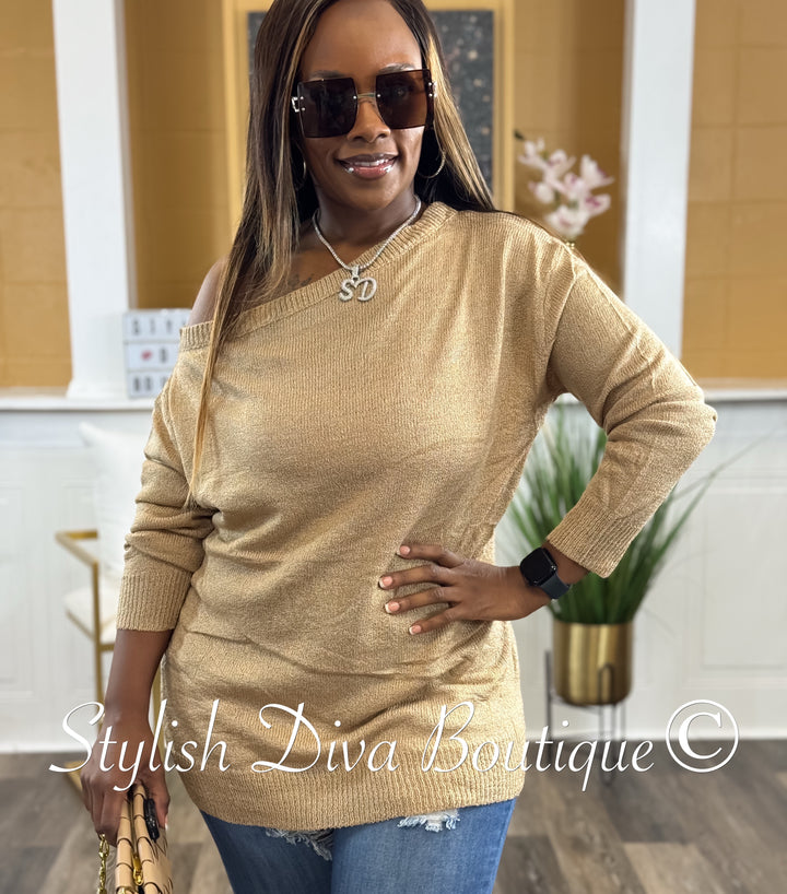 Bobbi Off Shoulder Spring Sweater (Camel)