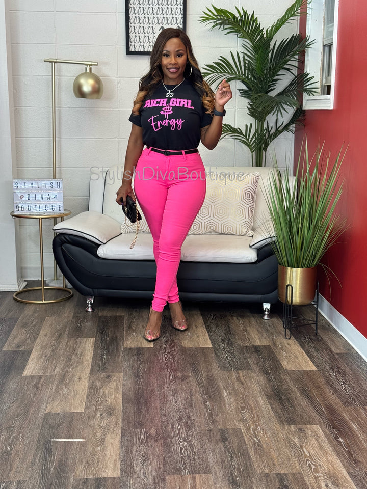 So Curvy Signature Skinny Jeans up to 2XL (Neon Hot Pink)