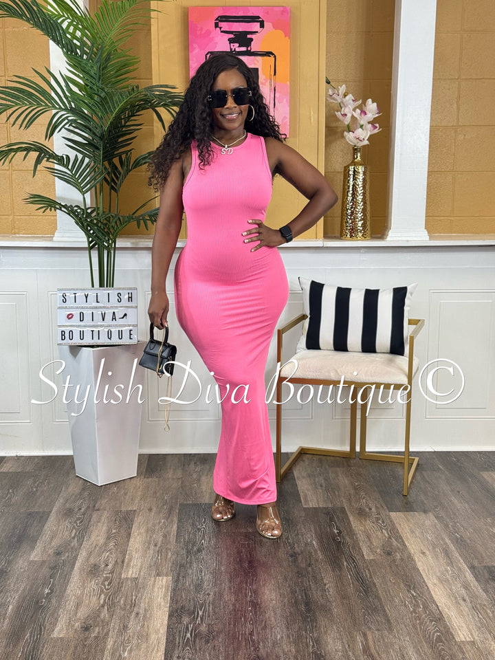 Mona Sleeveless Maxi Dress (Pink)
