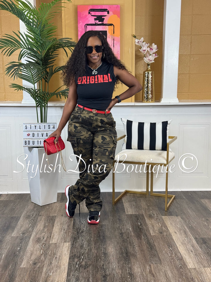 New Look Camo Shirred Pants