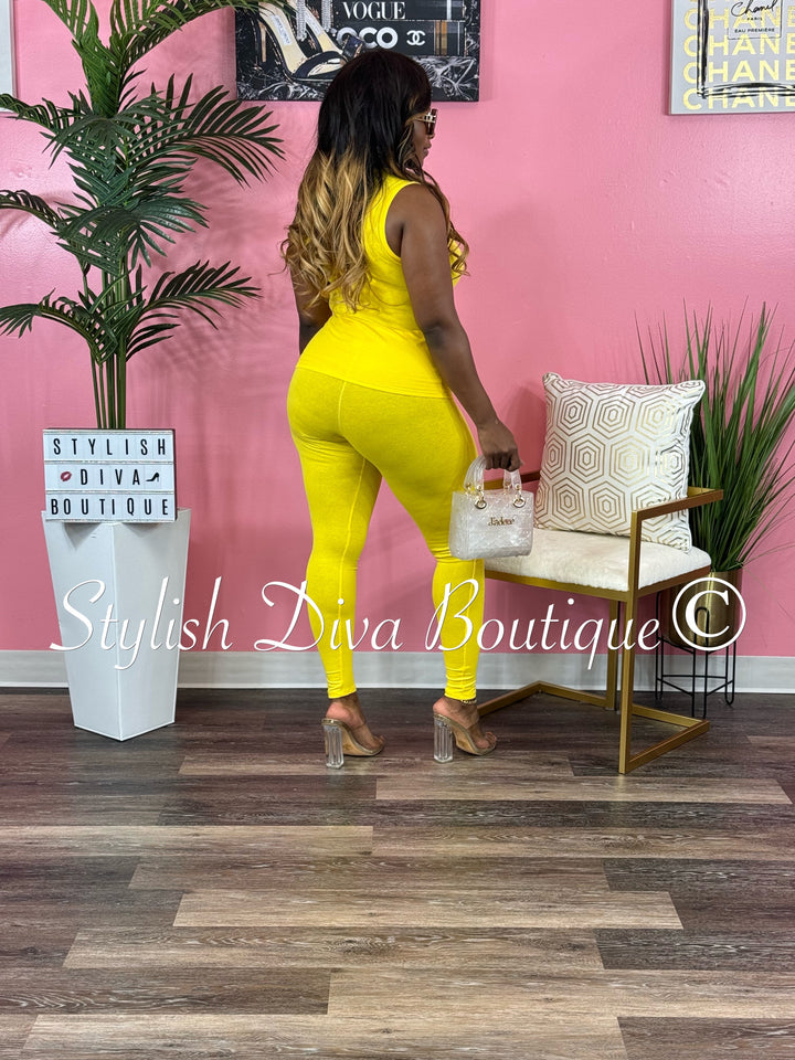 Miranda Sleeveless Legging Set (Yellow)