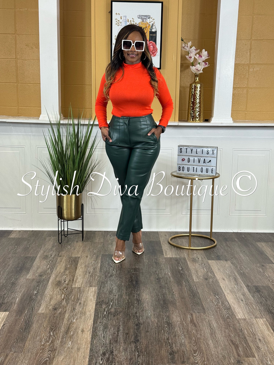 Luxe Emerald Leather Pants