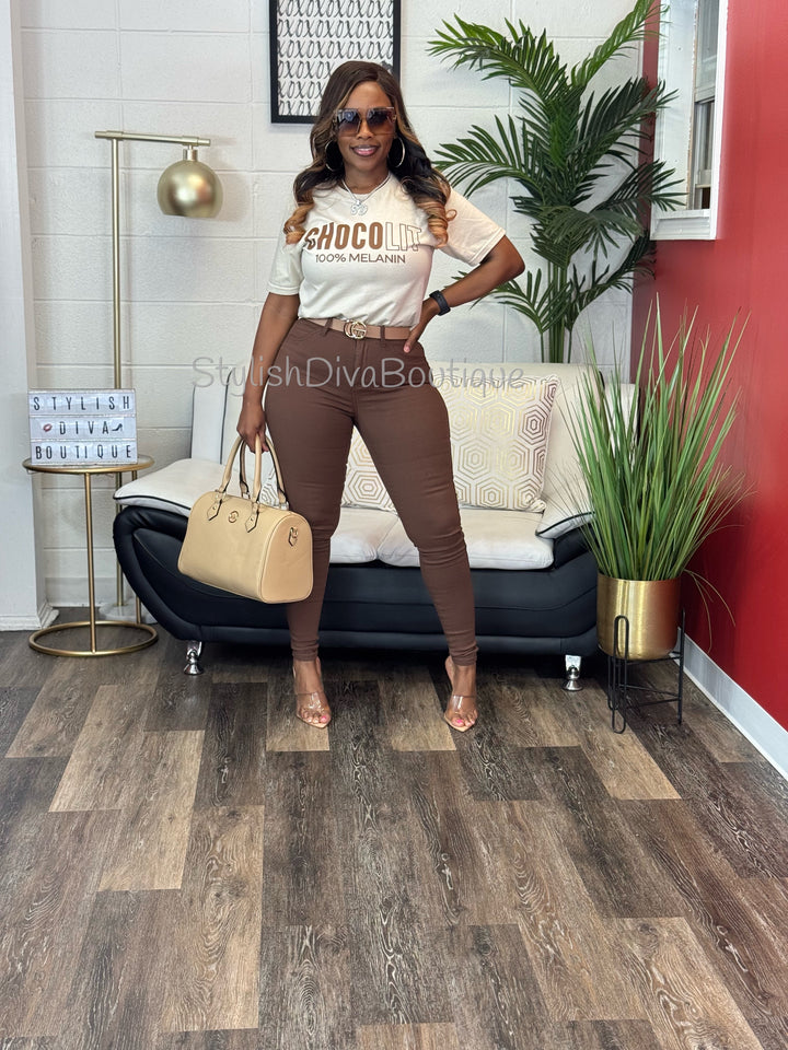 So Curvy Stretch Skinny Jeans up to 4XL (Brown)