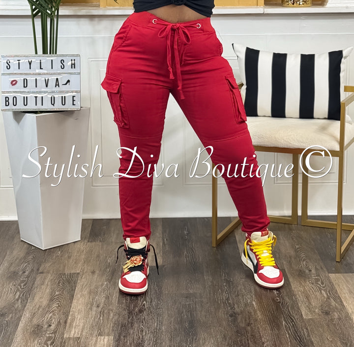 Kima Cargo Joggers up to 3XL (Red)