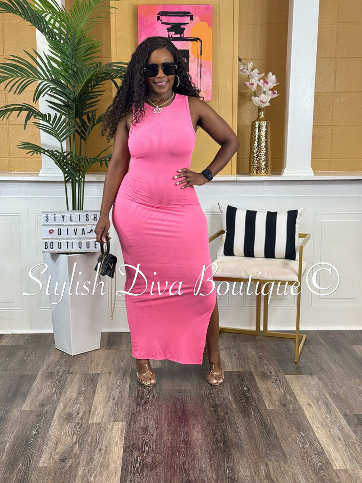 Mona Sleeveless Maxi Dress (Pink)