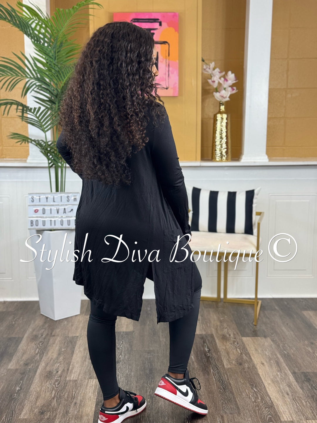 Everyday Open Front Cardigan (Black)