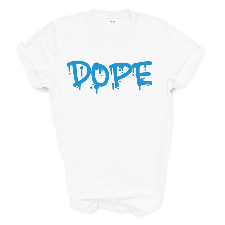 DOPE Graphic Tee (Black Shirt/Columbia Blue Print)