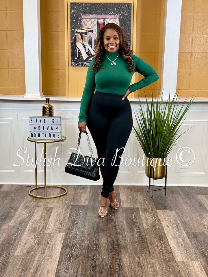 Mazie Mock Neck Bodysuit (Dark Green)