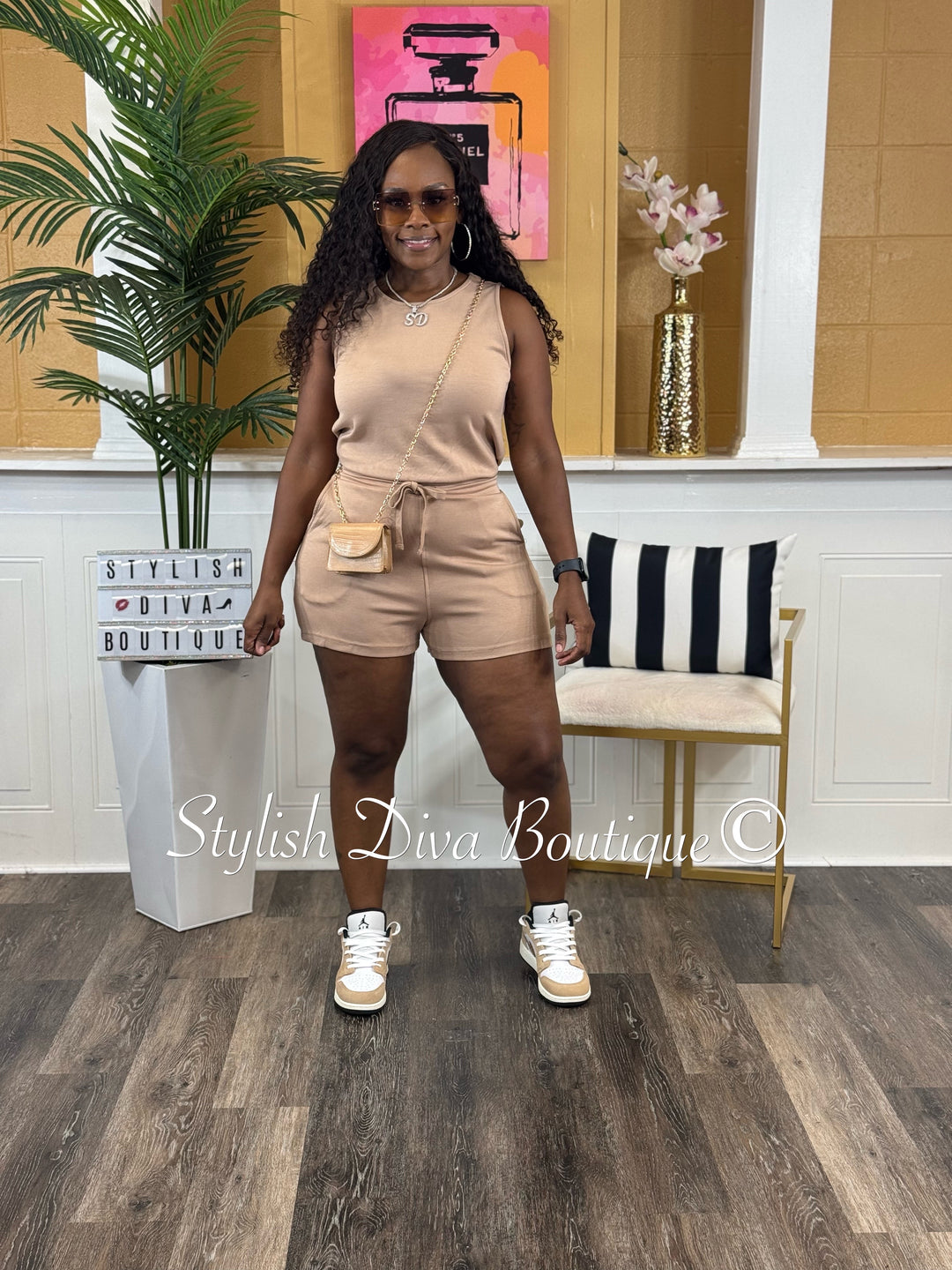 Jamiye Sleeveless Romper (Taupe)