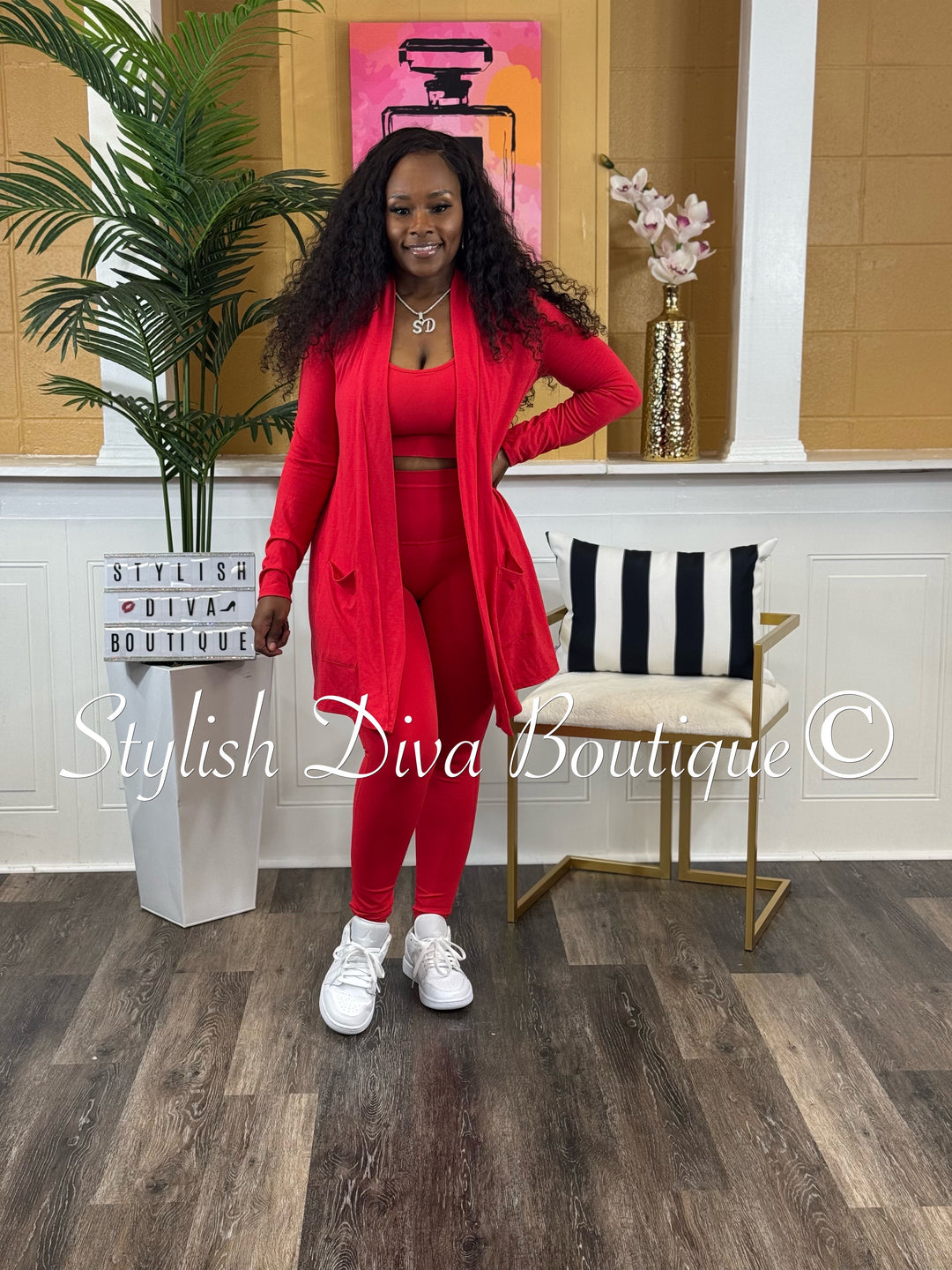 Everyday Open Front Cardigan (Red)