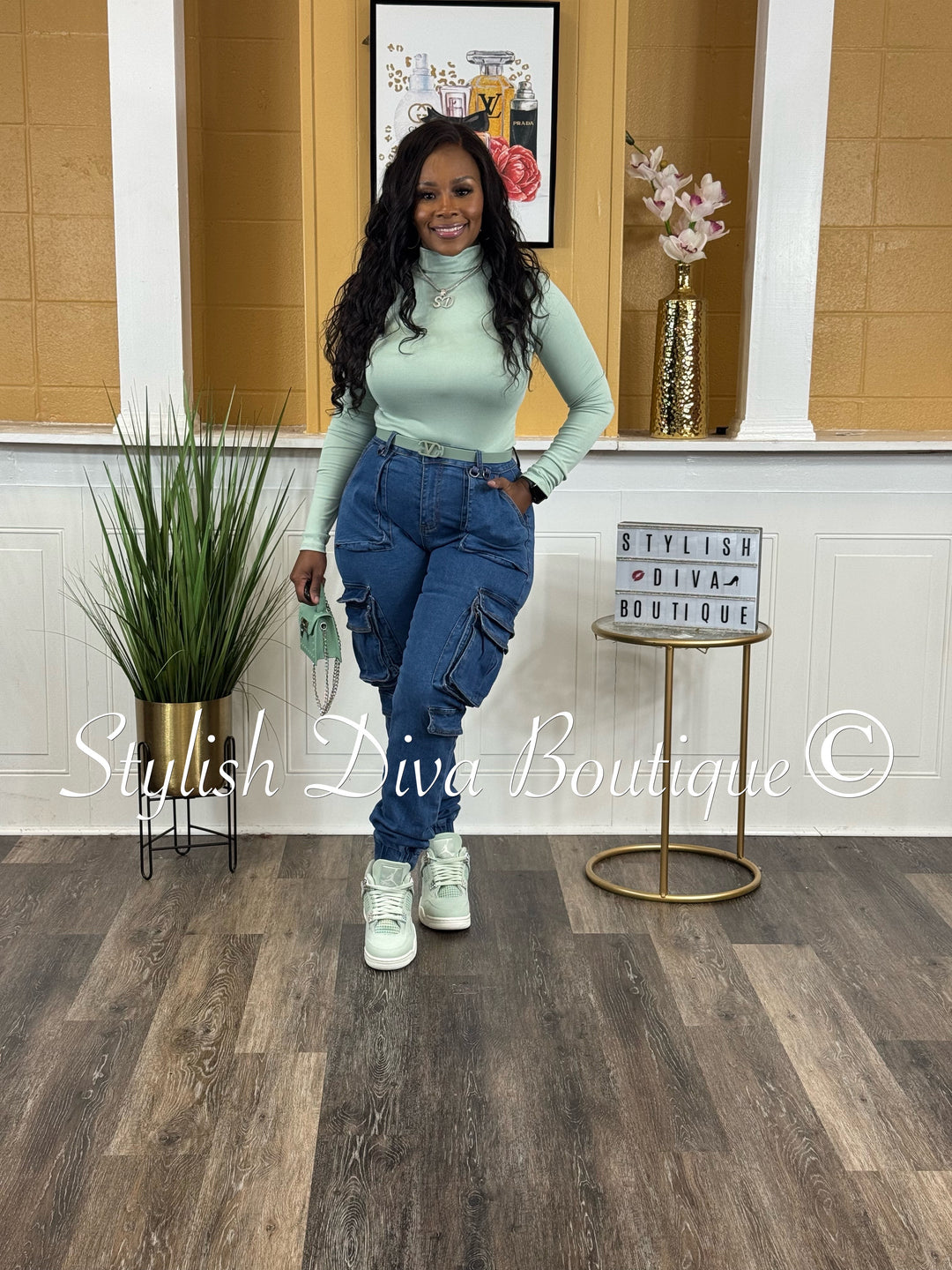 Dena Mock Neck L/S Bodysuit (Sage)