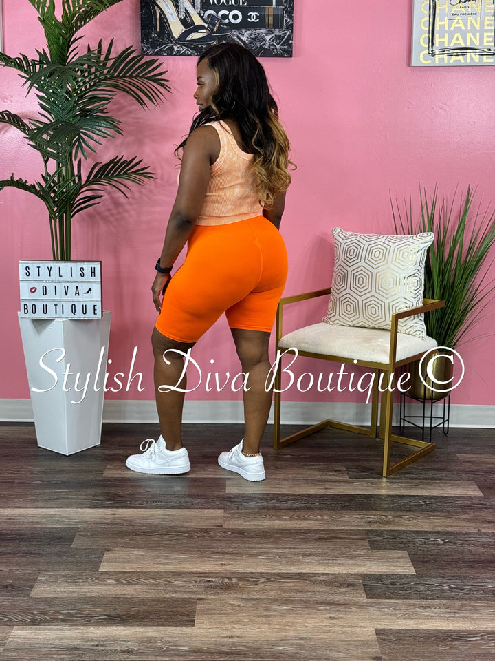 Kia Washed Seamless Cropped Tank (Orange)