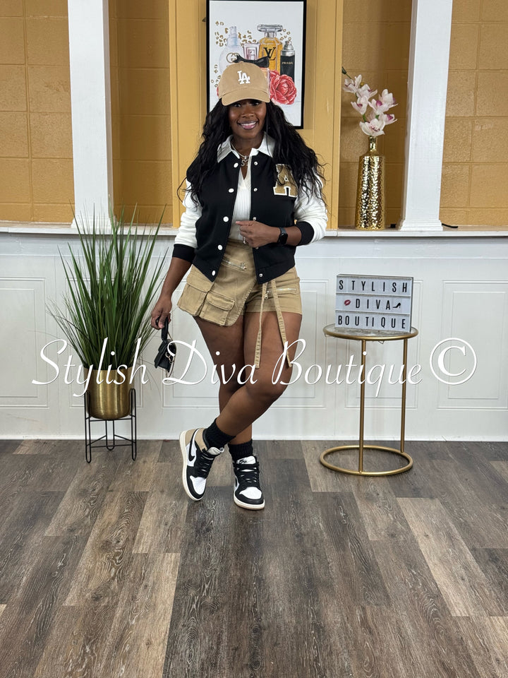 Rory Denim Cargo Skort (Khaki)