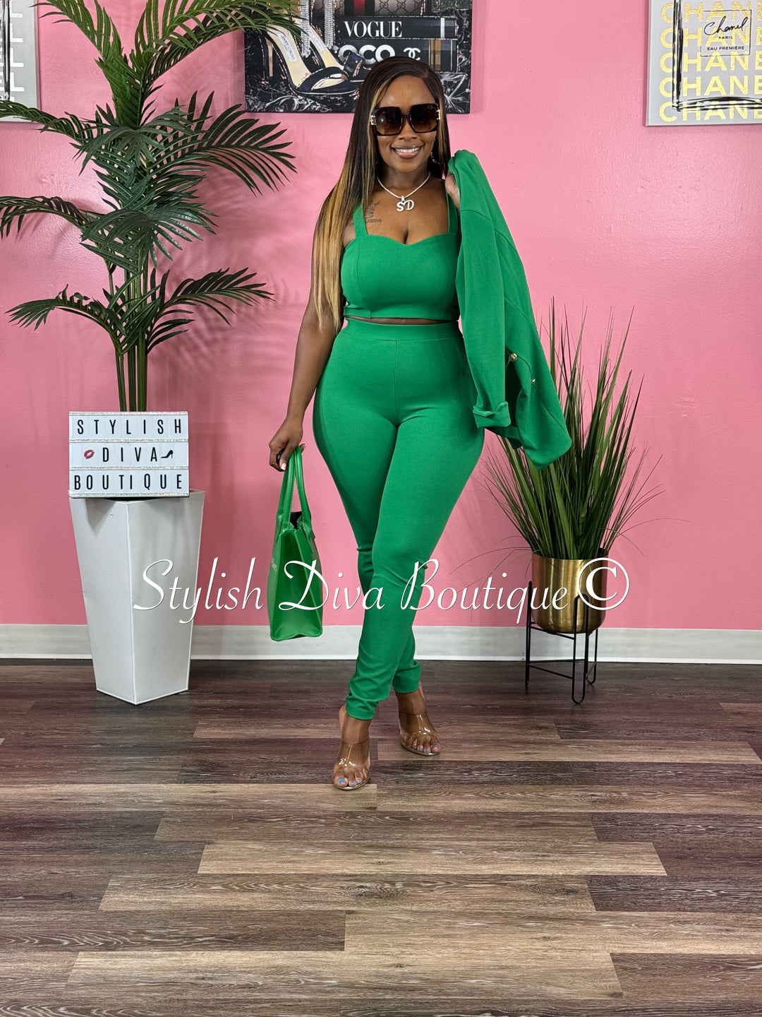 Boss Babe 3pc Jacket Set (Kelly Green)