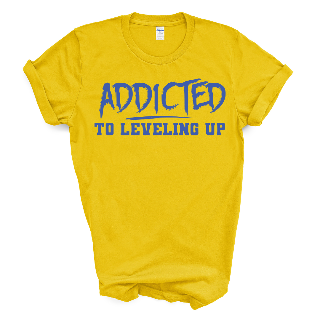 Addicted To Leveling Up T-Shirt (B Royal Print)