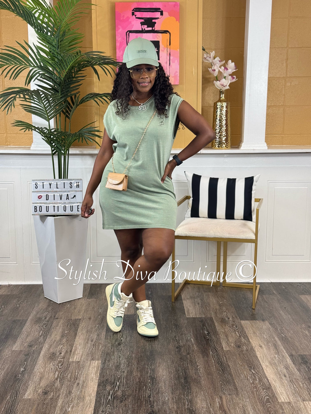 Mia Sleeveless Dress (Sage Green)