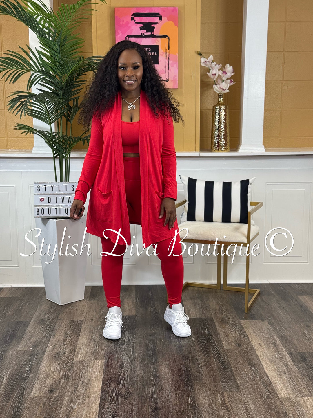 Everyday Open Front Cardigan (Red)