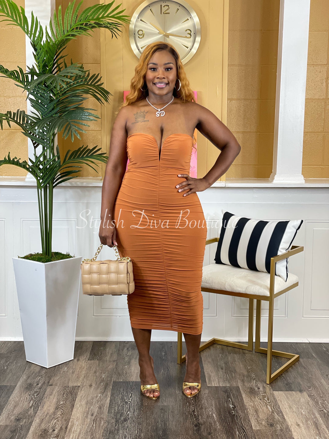 Show Off Midi Dress (Pumpkin)