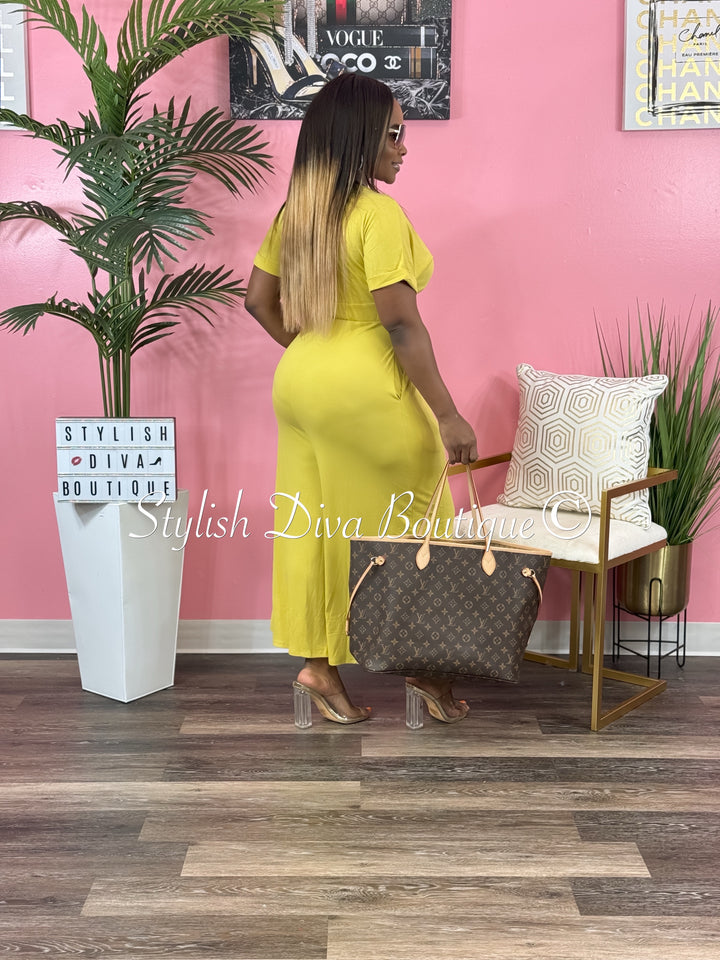 Leanne Capri Jumpsuit (Lt Mustard)