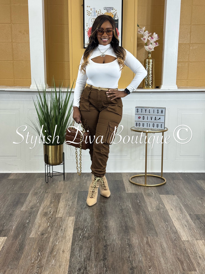 Sienna Cargo Joggers up to 3XL (Chocolate Brown)