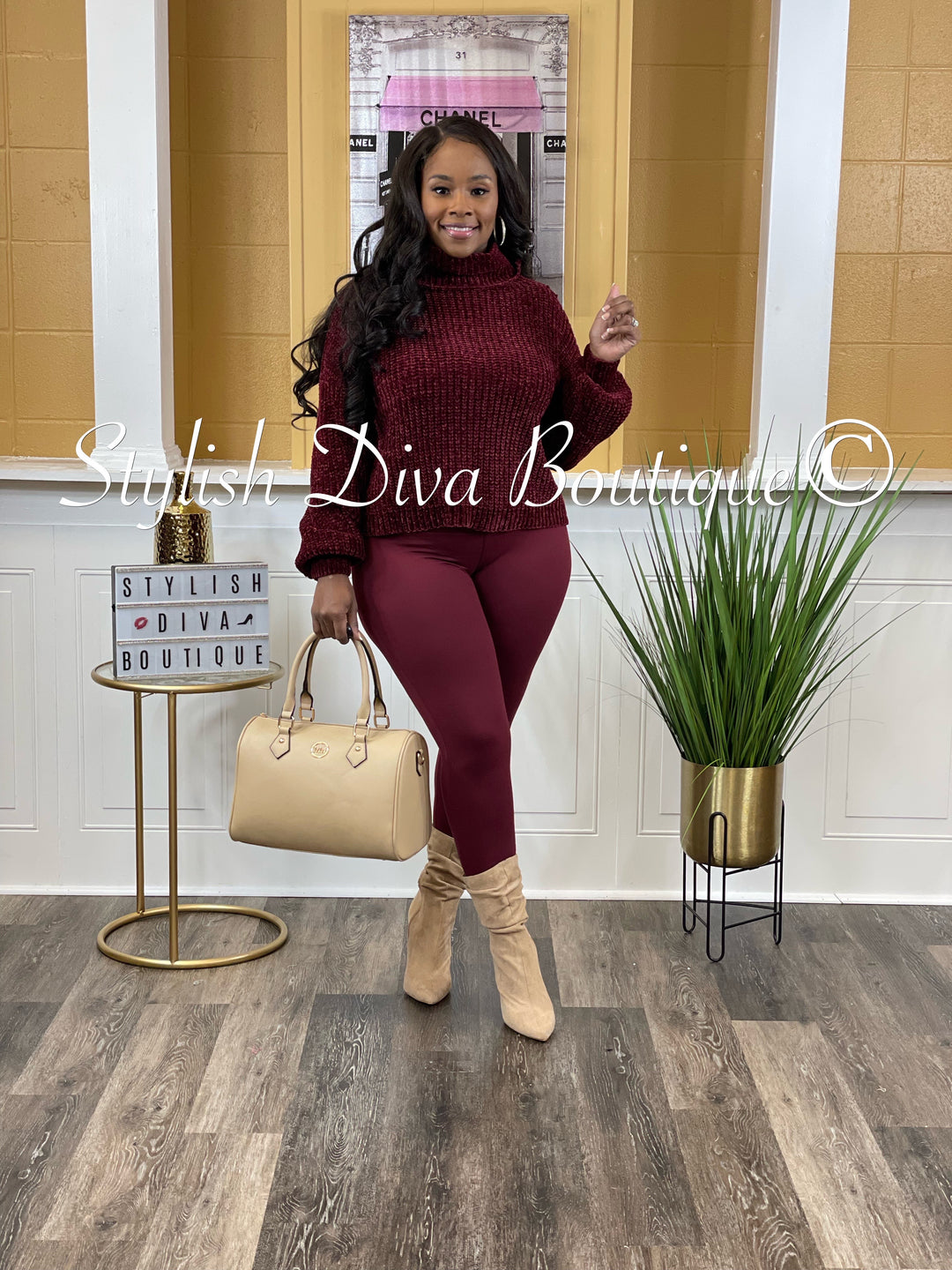 Chenille Sweater and Legging Set (Dk Burgundy)